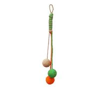 Sisal Rope Cat Toy Hanging Rattle Balls for Interactive Play, Natural Kitten Teething Chew Toy with Sound, 3 Colourful Balls Fits for Cages and Climbing Frames Green