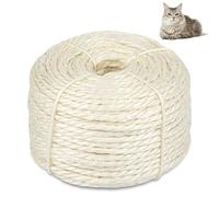 Sisal Rope for Cat Scratching Post, Natural Cat Tree Rope, 164 Feet 4 mm, DIY Hemp Twine Rope for Repairing, Recovering Scratch Post Cats Tree Tower Replacement (White)