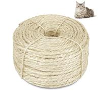 Sisal Rope for Cat Scratching Post, Natural Cat Tree Rope, 164 Feet 4 mm, DIY Hemp Twine Rope for Repairing, Recovering Scratch Post Cats Tree Tower Replacement (Natural)