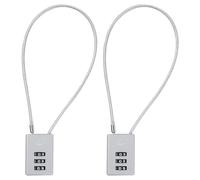 SISAV 3 Digit Cable Combination Lock 12 inches Cable for School Gym Locker,Filing Cabinets,Helmet,Toolbox,Luggage Suitcase,knapsack,Grey 2Pack