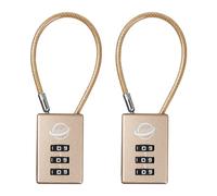 SISAV 3 Digit Cable Combination Lock 5 inches Cable for School Gym Locker,Filing Cabinets,Helmet,Toolbox,Luggage Suitcase,knapsack,Gold 2Pack