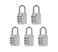 SISAV 3 Digit Combination Lock,Gym Padlock,Outdoor Padlock,Suitable for School Lockers,Tool Boxes,Travel Backpack,Hasp(Silver 5pack)