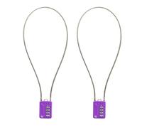 SISAV 4 Digit Combination Locks - 20 Inch Cable for School Gym Locker, Helmet, Filing Cabinets, Toolbox, Luggage, Knapsack - 3mm Diameter Purple (2 Pack)