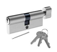 SISAV 45/50T Thumb Turn Euro Lock Cylinder(95mm),Brass Material,Nickel Surface Treatment,High Security,Anti-Drill,with 3 Keys