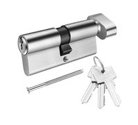 SISAV 50/45T Thumb Turn Euro Lock Cylinder (95mm) - Aluminum Clad Brass Material, Nickel Brushed Finish, High Security, Anti-Drill, with 3 Brass Keys