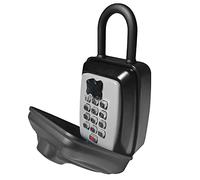SISAV Push Button Lock Box,Outdoor Wall Mounted Key Storage Box with 10-Digit Keyboard Resettable Code,Protective Shell for Outside Weatherproof,Large Capacity,for Home,Outdoor,With Shackle
