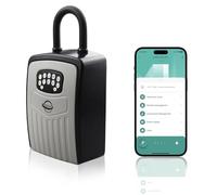 SISAV Smart Bluetooth Key Lock Box,Remote Access via App/Code,Resettable 6-Digit Combination,Large Capacity for 5 Keys,Wall-Mounted,No WiFi Needed,Grey(with Shackle)
