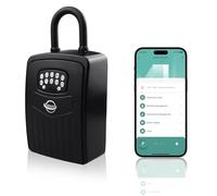 SISAV Smart Bluetooth Key Lock Box,Remote Access via App/Code,Resettable 6-Digit Combination,Large Capacity for 5 Keys,Wall-Mounted,No WiFi Needed,Black(With Shackle)
