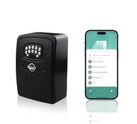 SISAV Smart Bluetooth Key Lock Box,Remote Access via App/Code,Resettable 6-Digit Combination,Large Capacity for 5 Keys,Wall-Mounted,No WiFi Needed,Black