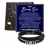 SISAY To My Bonus Son Faux Leather Bracelet from Mum Dad with Card & Box