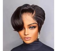 SisBroSis 13x4x1 T Part Lace Frontal Bob Wig Human Hair Short Pixie Cut Lace Front Wig for Black Women Pixie Cut Straight Lace Frontal Human Hair Wig Pre Plucked