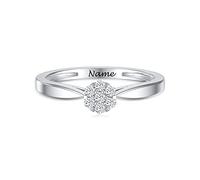 SISGEM 0.10ct Natural Diamond Ring, 9ct White Gold Cluster Set Diamond Engagement Ring for Her, G, SI2, Personalised Ring, for Women Ladies Engagement Wedding (Size V)
