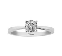 SISGEM 0.11ct Natural Diamond Ring for Engagement, 9 ct White Gold Cluster Diamond Engagement Ring for Her, G, SI2, Personalised Wedding Ring, for Women Ladies Engagement Wedding (Size: S)