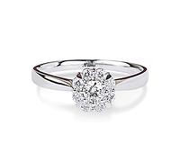 SISGEM 0.12ct Natural Diamond Ring, 9ct White Gold Cluster Diamond Engagement Ring for Her, G, SI2, Personalised Wedding Ring, for Women Ladies Engagement Wedding (Size T)