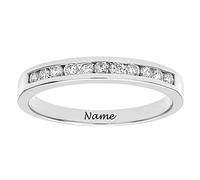 SISGEM 0.25ct Natural Diamond Ring, 9ct White Gold Diamond Eternity Ring for Her, G, SI2, Personalised Band Ring, for Women Ladies Engagement Wedding (Size: T)