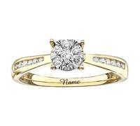 SISGEM 0.27ct Natural Diamond Ring for Engagement, 9 ct Yellow Gold Cluster Diamond Engagement Ring for Her, G, SI2, Personalised Wedding Ring, for Women Ladies Engagement Wedding (Size: P)
