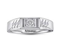 SISGEM 0.8ct Moissanite Men Ring for Him, S925 Silver Engagement Ring with Flush Set, Platinum Plated Personalise Ring, for Men Boy Father Engagement Wedding Statement (Size V)