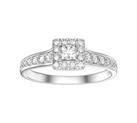 SISGEM 1.05ct Moissanite Engagement Ring for Her, S925 Sterling Silver Princess Cut Wedding Ring with Sapphire, Platinum Plated Moissanite Ring, for Women Engagement Wedding (Size R)