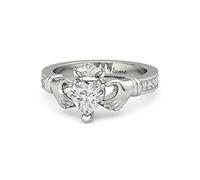 SISGEM 1.08CT Claddagh Ring, Sterling Silver Solitaire Moissanite Engagement Ring for Her, S925 Sterling Silver Claddagh Ring with Platinum Plated, for Women Ladies Engagement Wedding (Size: M)