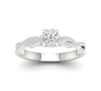 SISGEM 1-2ct Moissanite Engagement Ring for Women, Round Cut Moissanite Wedding Band S925 Sterling Silver/9ct/14ct/18ct Solid Gold Pave Set Promise Ring Anniversary (Size I-Z)
