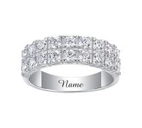 SISGEM 1 ct Moissanite Engagement Ring for Her 2-Row Moissanite Pave Set Wedding Ring with Platinum Plated for Her, S925 Silver White Gold Jewellery for Engagement Wedding Christmas Size I-Z