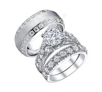 SISGEM 1ct Moissanite Bridal Ring Set in S925 Sterling Silver/9ct/14ct/18ct White Gold - Personalized Round Cut Wedding Ring for Women and Men
