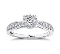 SISGEM 1ct Moissanite Engagement Ring with Pave Set, 925 Silver Platinum Plated, for Her Women's Engagement Wedding (Size N)
