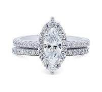 SISGEM 1CT Moissanite Ring Set for Women 9ct/14ct/18ct Solid Gold Marquise Cut Moissanite Ring Set for Women Engagement Ring Bridal Ring Set Gift for Women Ladies Her