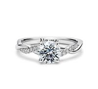 SISGEM 2.29ct Moissanite Engagement Ring for Her, Halo Engagement Ring, S925 Sterling Silver Personalised Ring with Platinum Plated, for Women Ladies Engagement Wedding (Size U)