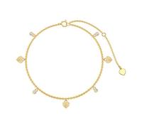 SISGEM 9 ct Gold Heart Anklet, Solid Yellow Gold Diamond Cut Heart with 5A Cubic Zirconia, for Women Girls Ladies Mum Sisters, 8"+1"+1"