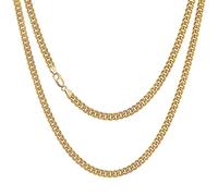 SISGEM 925 Sterlings Silver 4mm Cuban Link Chain Necklace Yellow Gold Plated Curb Chain Necklace Jewellery for Men Women,66.04cm