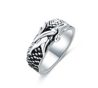 SISGEM Dragon Scale Men's Ring, 925 Sterling Silver Oxidized Dragon Scale Spinner Ring with Custom Name, Animal Gift for Men Husband Father Christmas Size UK I-Z+6