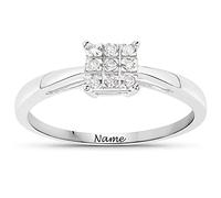 SISGEM Natural Diamond Ring, 9ct White Gold Diamond Cluster Engagement Ring for Her, 0.225ct, G, SI2, for Women Ladies Engagement Wedding (Size: M)