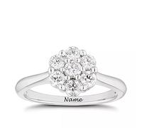 SISGEM Natural Diamond Ring, 9ct White Gold Diamond Cluster Engagement Ring for Her, 0.22ct, G, SI2, Personalised Ring, for Women Ladies Engagement Wedding (Size: L)