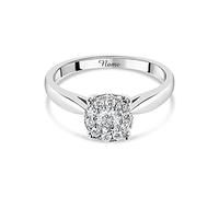 SISGEM Natural Diamond Ring for Her, 9 ct Solid White Gold 0.23dwt Halo Engagement Ring, Natural Diamond, G, SI2, for Women Ladies Engagement Wedding (Size: U)