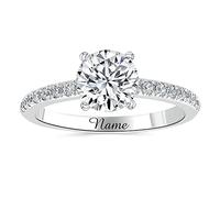 SISGEM Natural Diamond Ring for Her, 9 ct Solid White Gold 0.35dwt Solitaire Engagement Ring with Shoulder, Natural Diamond, F-G, SI, for Women Ladies Engagement Wedding (Size: M)