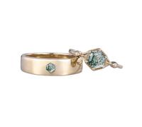 SISGEM Natural Moss Agate Couple Rings Set for Men and Women 9ct/14ct/18ct Gold Personalized Couple Moss Agate Ring Set Wedding Engagement Band Valentine’s Day Free Engraving (Style 5)