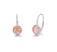 SISGEM s925 Silver Sunstone Drop Hoop Earrings, 4ct Natural Sunstone Dangle Earrings with French Clip, for Women Girls Ladies Mum Sisters