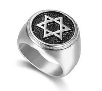 SISGEM Star of David Ring for Men, S925 Sterling Silver Hexagram Six-Pointed Signet Men's Ring, Large Statement Ring for Men Father Grandpa Religious Birthday Amulet Size UK I-Z+6