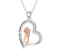 SISGEM Sterling Silver Mother Pendant Necklace Women's Necklace Inlaid with Zircon for Mom, Grandma, Jewelry Gift Mother's Day Christmas