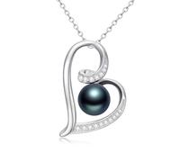 SISGEM Sterling Silver Pearl Heart Necklace, s925 Silver Moissanite Infinity Heart Pendant Necklace for Women Girls Ladies Mum Sisters, 18"+2"