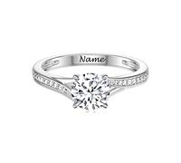 SISGEM Women's Engagement Ring, 1ct Moissanite Solitaire Engagement Ring, S925 Sterling Silver Personalised Ring with Platinum Plated, for Her Ladies Engagement Wedding (Size O)