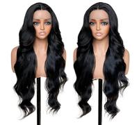 SISgrace Black Synthetic Lace Front Wig 28 Inch Long Wavy 13 x 4 x 1 Inch T Part Lace Wig Pre Plucked Hairline with Baby Hair HD Lace Front Wig for Women