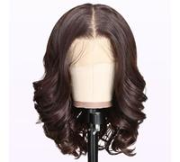 SISgrace Brown 33×15.2 cm HD Lace Front Wig Synthetic Glueless Pre-Layered Brown Roots Wavy Wigs for Women Pre Plucked 18 Inch Small Knot Lace Natural