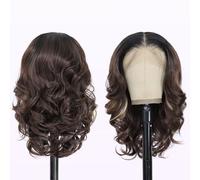 SISgrace Highlight 33 x 15 cm HD Lace Front Wig 18 Inch Pre-Layered Wavy Synthetic Glueless Wigs for Women Tiny Knots Natural Hairline Bob Wigs for Black