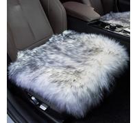 Sisha-A Sheep Wool Seat Cushion Cover Winter Warm Natural Wool Car Seat Covers Universal Fit for Most Car, Truck, SUV, or Van Front Gray Tips