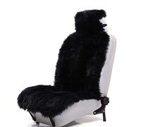 Sisha-A Winter Warm Authentic Australia Sheep Wool Car Seat Cover Luxury Long Wool Front Seat Cover Fits Most Car, Truck, SUV, or Van (Black)