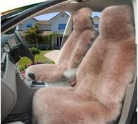 Sisha-A Winter Warm Authentic Australia Sheep Wool Car Seat Cover Luxury Long Wool Front Seat Cover Fits Most Car, Truck, SUV, or Van (Cameo Brown)
