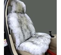 Sisha-A Winter Warm Authentic Australia Sheepskin Car Seat Cover Luxury Long Wool Front Seat Cover Fits Most Car, Truck, SUV, or Van (Grey Tips)