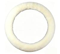 Sisha-A Wool Car Steering Wheel Cover 100% Australia Sheepskin Fur Steering Wheel Protector, Fluffy Warm Durable and High Elasticity Suit for Steering Wheel Size 14.5-16 inches (Beige White)